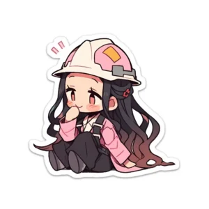 thumbnail image 2 of Nezuko Kamado Demon Slayer Peeking Cat Sticker Decal - 4 Sizes Available 2 of 5